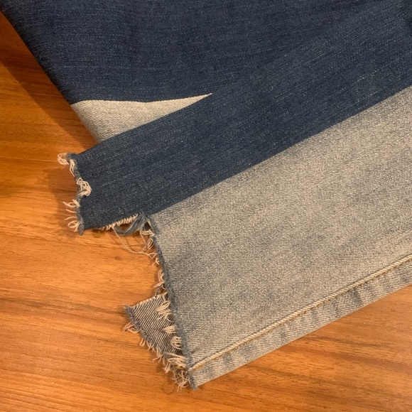 Two Tones Frayed Denim Jeans - Picture 2 of 2